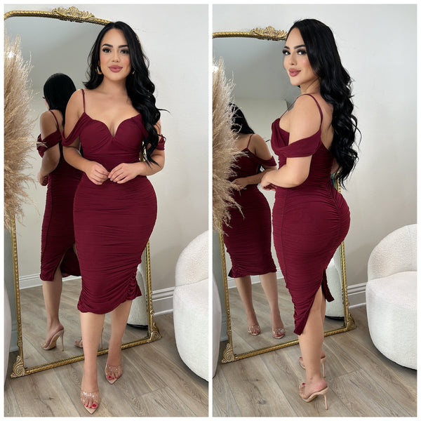 Sienna Mesh Dress (Burgundy)