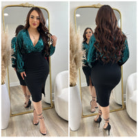 Glam Nights Sequin Dress (Black/Green)
