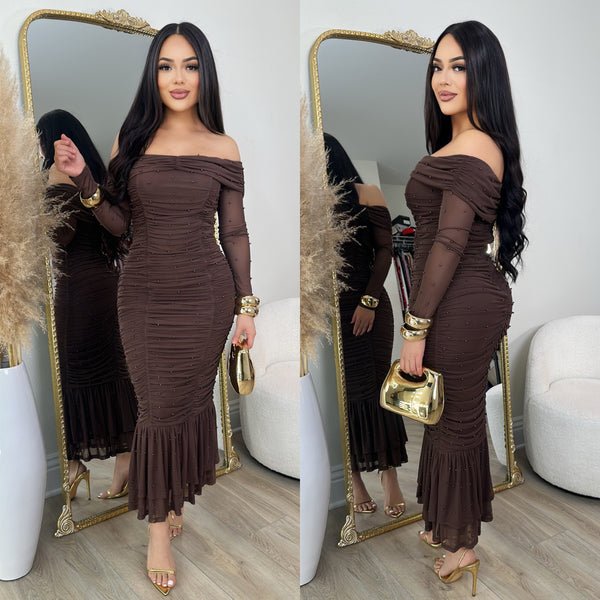 Pearl Dreams Dress (Brown)