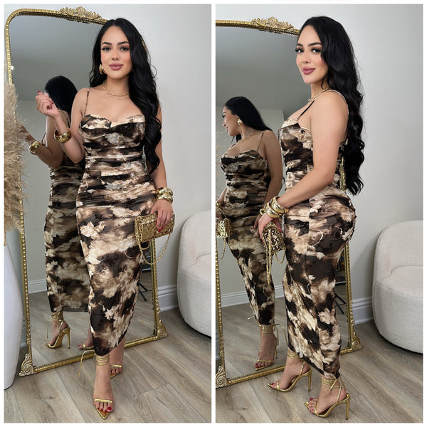 Ema Mesh Dress (Caramel)