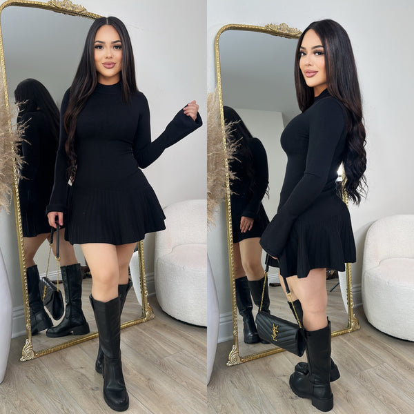 Mia Mini Sweater Dress (Black)