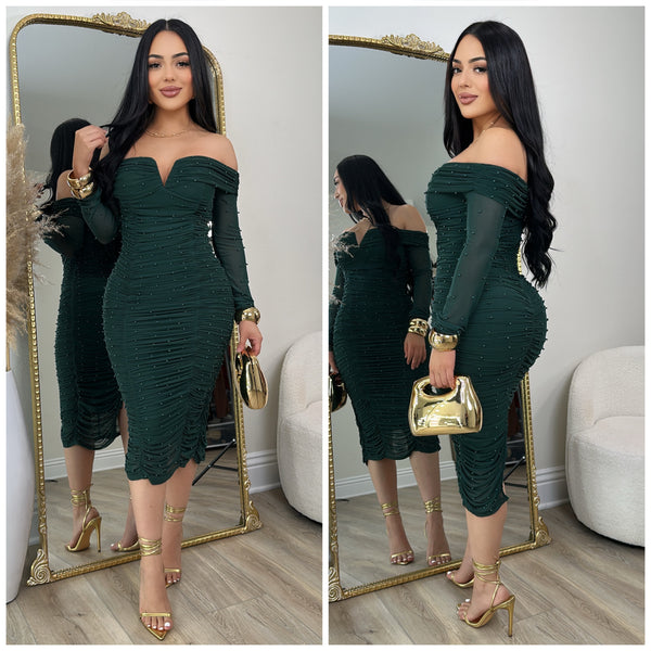 Perla Dress (Hunter Green)