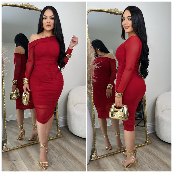 Lizette Mesh Dress (Red)