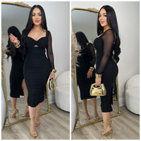 Couture Rhinestone Mesh Dress (Black)