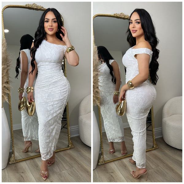 Elegant Lace Dress (White)