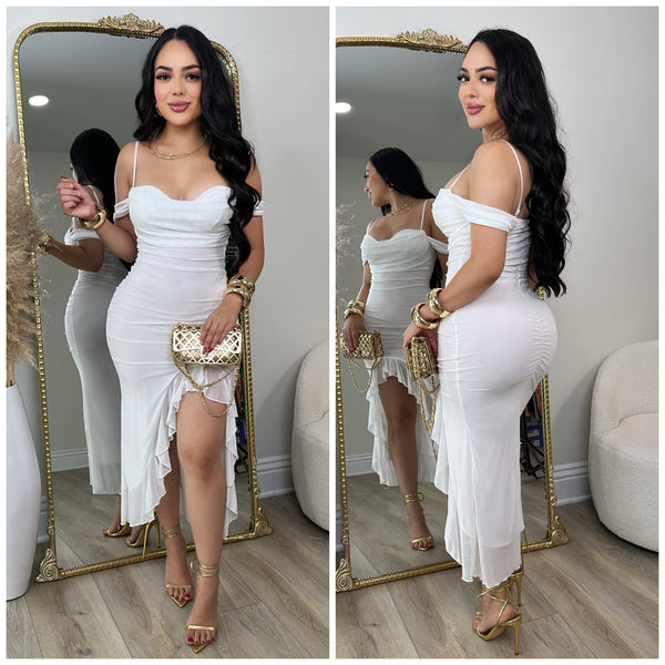 Isabela Mesh Dress (White)