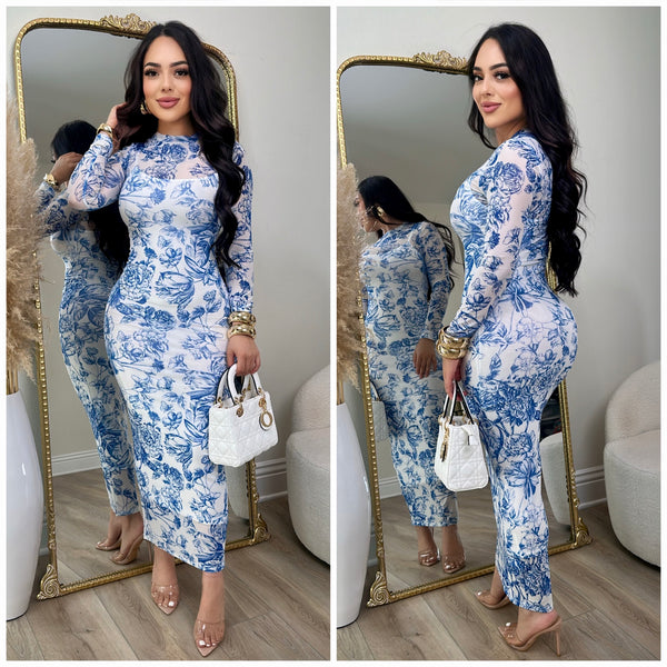 Angel Mesh Dress (Blue/White)