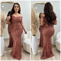 Own The Night Sequin Gown (Rosy Brown)