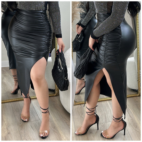 Missy Faux Leather Skirt (Black)