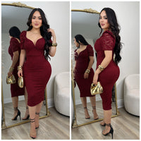 Lost in Lace Dress (Burgundy)
