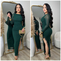 Amber Mesh Dress (Hunter Green)