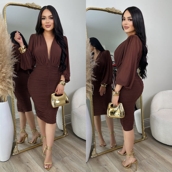 Ariana Mesh Dress (Chocolate)
