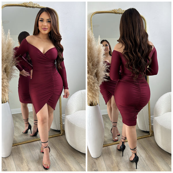 Just Between Us Dress (Burgundy)