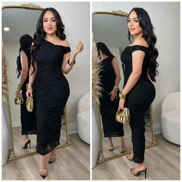 Elegant Lace Dress (Black)