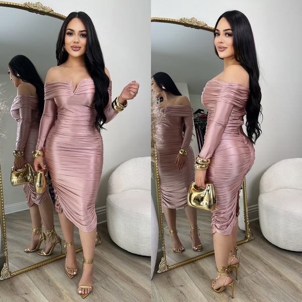 Veronica Rhinestone Dress (Rose)