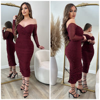 Pearl Nights Dress (Burgundy)
