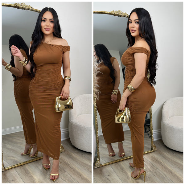 Juliet Mesh Dress (Brown)