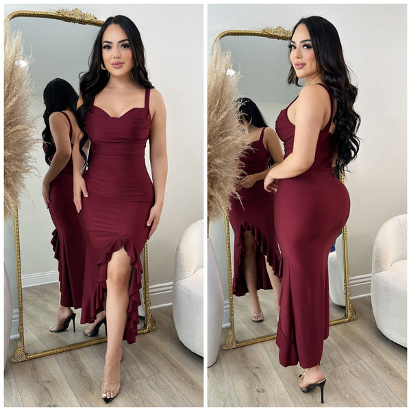 Valeria Dress (Burgundy)