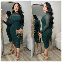 Annette Pearl Dress (Hunter Green)
