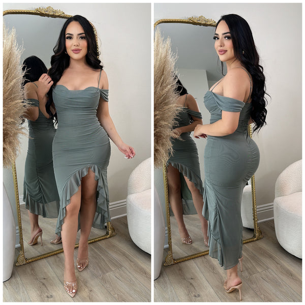 Isabela Mesh Dress (Sage)