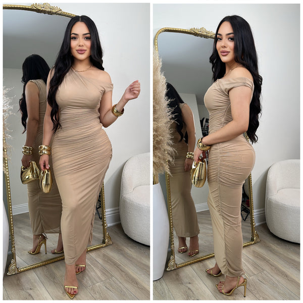 Juliet Mesh Dress (Taupe)