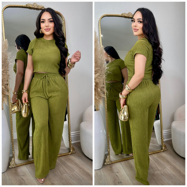 Yvonne 2 PC Set (Olive Green)