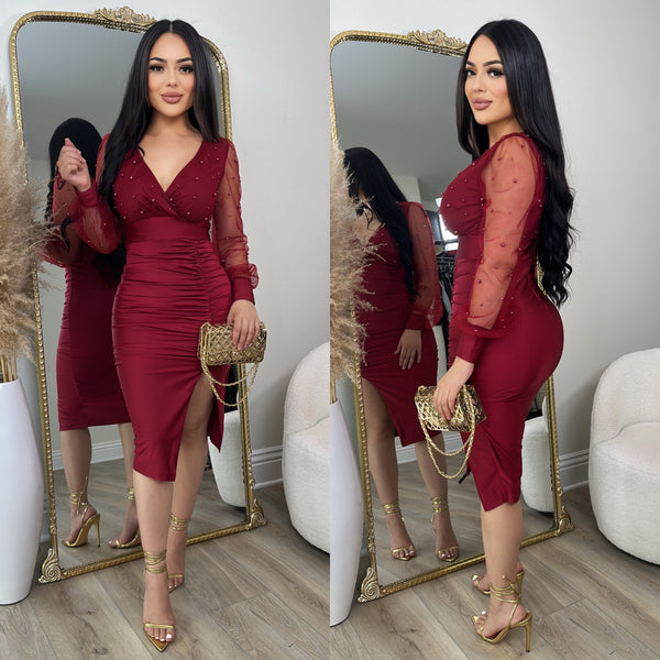 VIP Babe Dress (Burgundy)