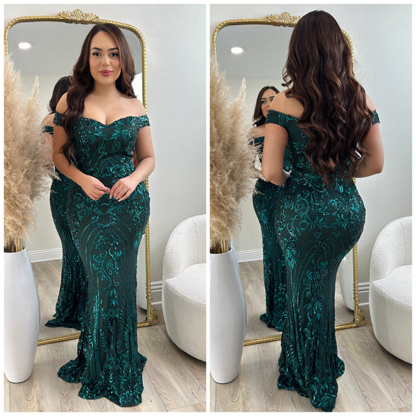 Own The Night Sequin Gown (Emerald Green)