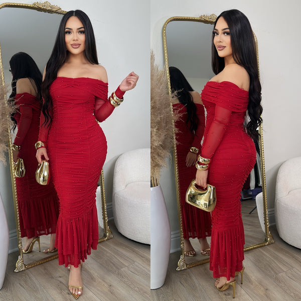 Pearl Dreams Dress (Red)