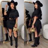 Sexy Lace Trim Dress (Black)