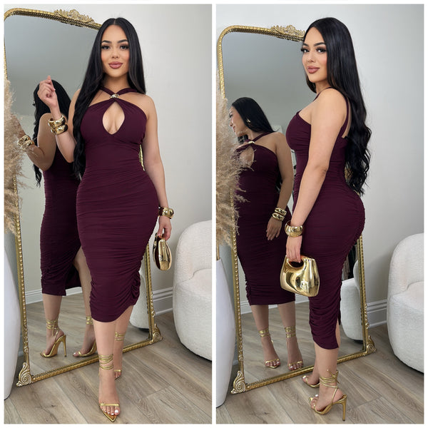 Joanna Mesh Dress (Plum)