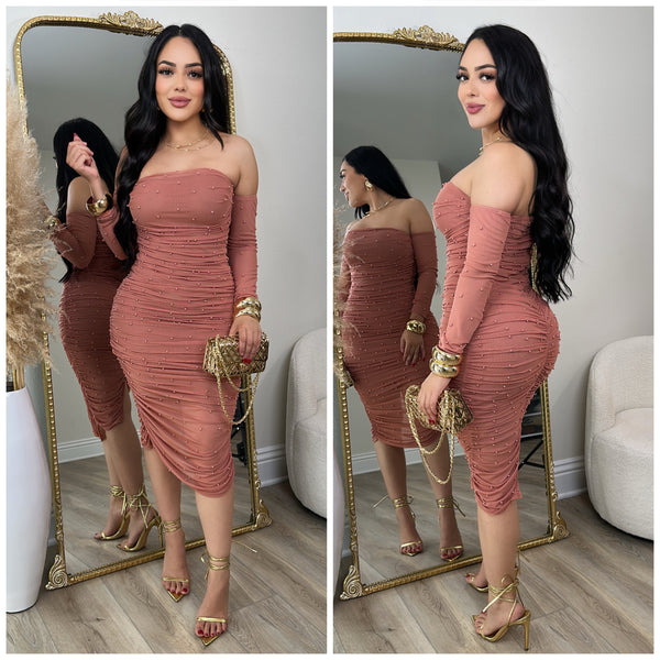 Nicole Pearl Dress (Mauve)