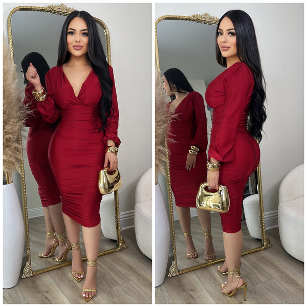 Classy Queen Midi Dress (Red)
