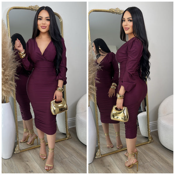 Classy Queen Midi Dress (Plum)