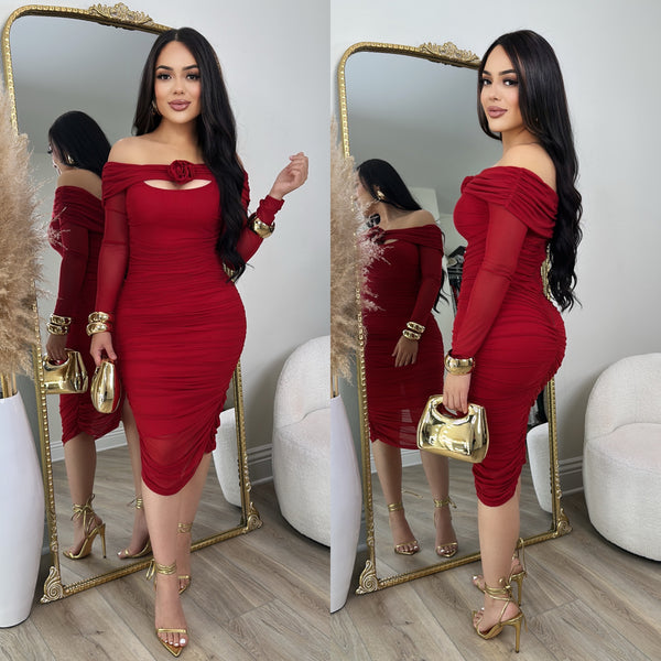 Monica Mesh Dress (Red)