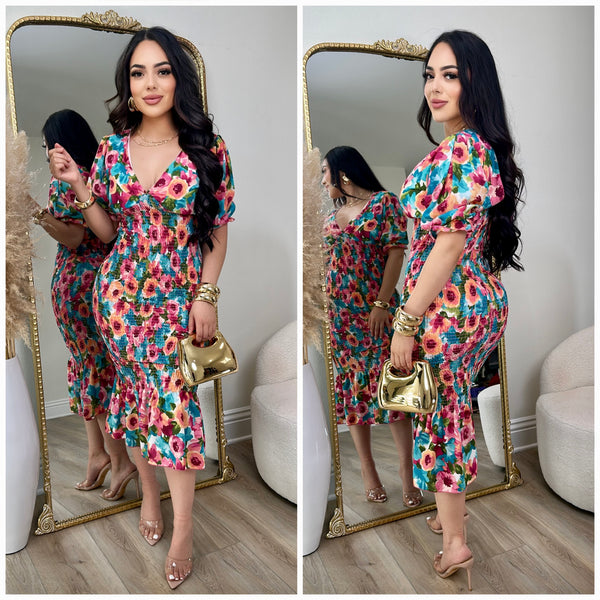 Floral Dreams Smocked Dress (Multi)
