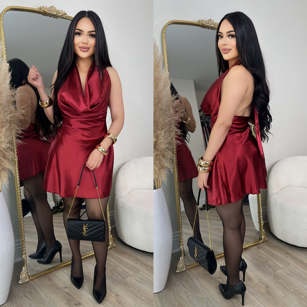 Sassy Satin Dress (Red)