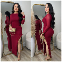 Amber Mesh Dress (Burgundy)