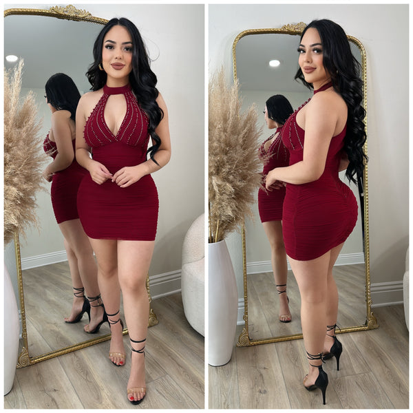 Luxe Pearl Dress (Ruby)