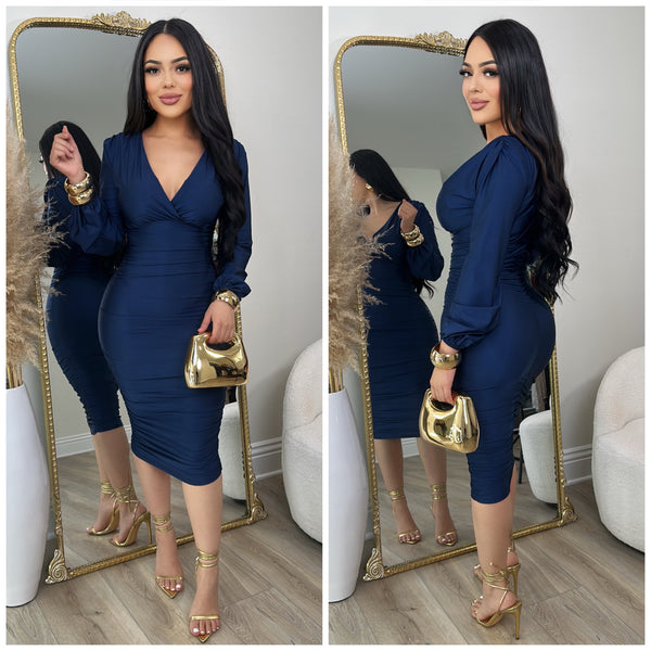 Classy Queen Midi Dress (Navy Blue)