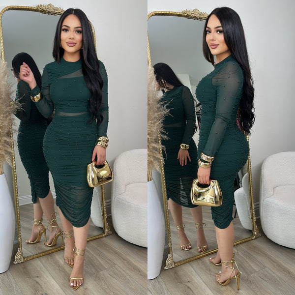 Alexis Pearl Dress (Hunter Green)