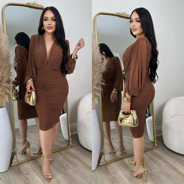Ariana Mesh Dress (Mocha)