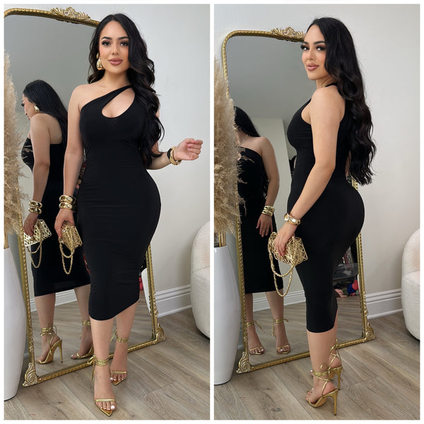 Alani Midi Dress (Black)