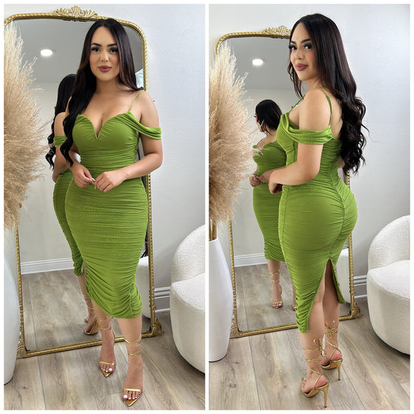 Sienna Mesh Dress (Green Apple)