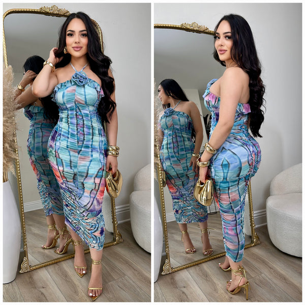 Amber Mesh Midi Dress