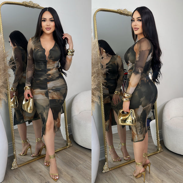 Linda Mesh Dress (Olive)