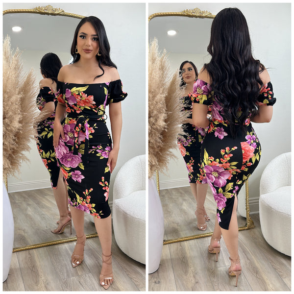 Floral Beauty Dress (Black)