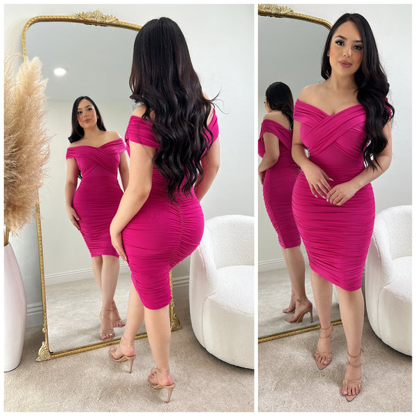 Sweet Talk Midi Dress (Fuchsia)