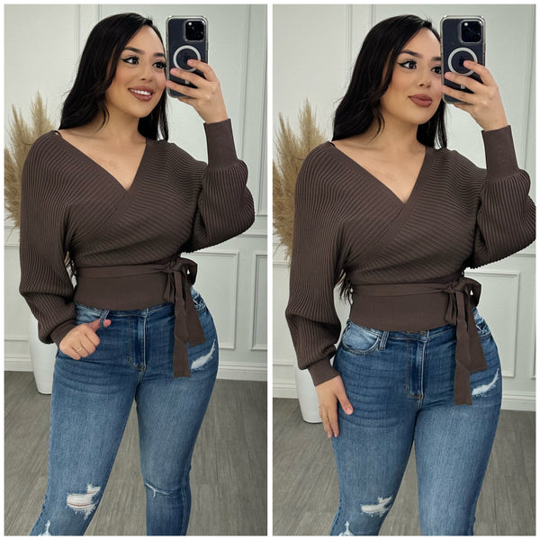 Fall For You Sweater Top (Brown)
