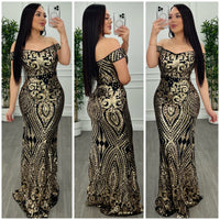 Keep Shining Sequin Dress (Black/Gold)